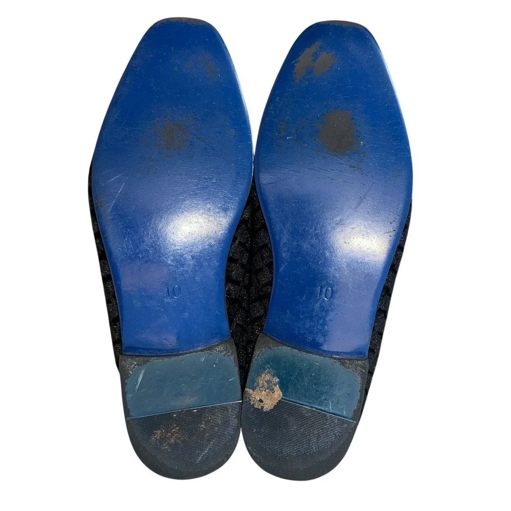 Moretti‎ Gold Label Trevor Mens 10 Pre-Owned Black Velvet Diamond Loafer Dress